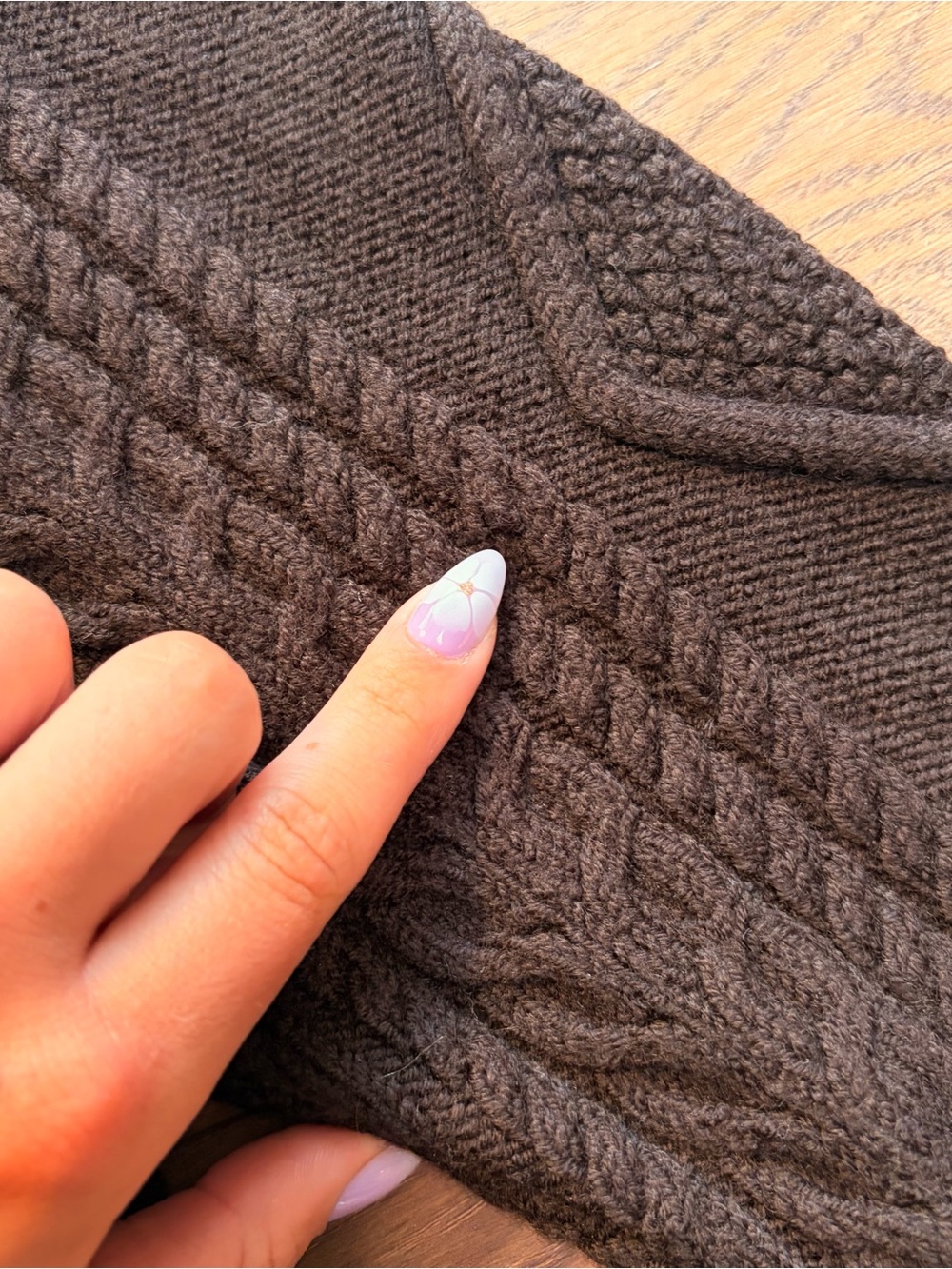 Aritzia 100% Merino Wool Cable Knit Dark Brown Sweater - Picture 6 of 6